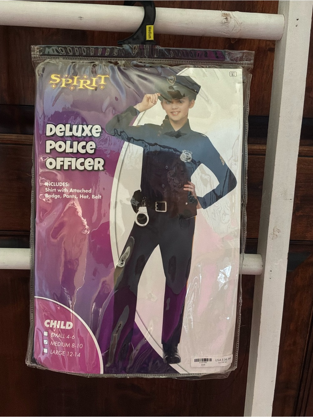Spirit Deluxe Police Officer Costume - Black and Silver Accents